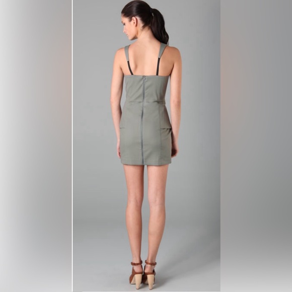 MICHELLE MASON | Designer Olive Green Mini Peplum dress - Picture 5 of 10